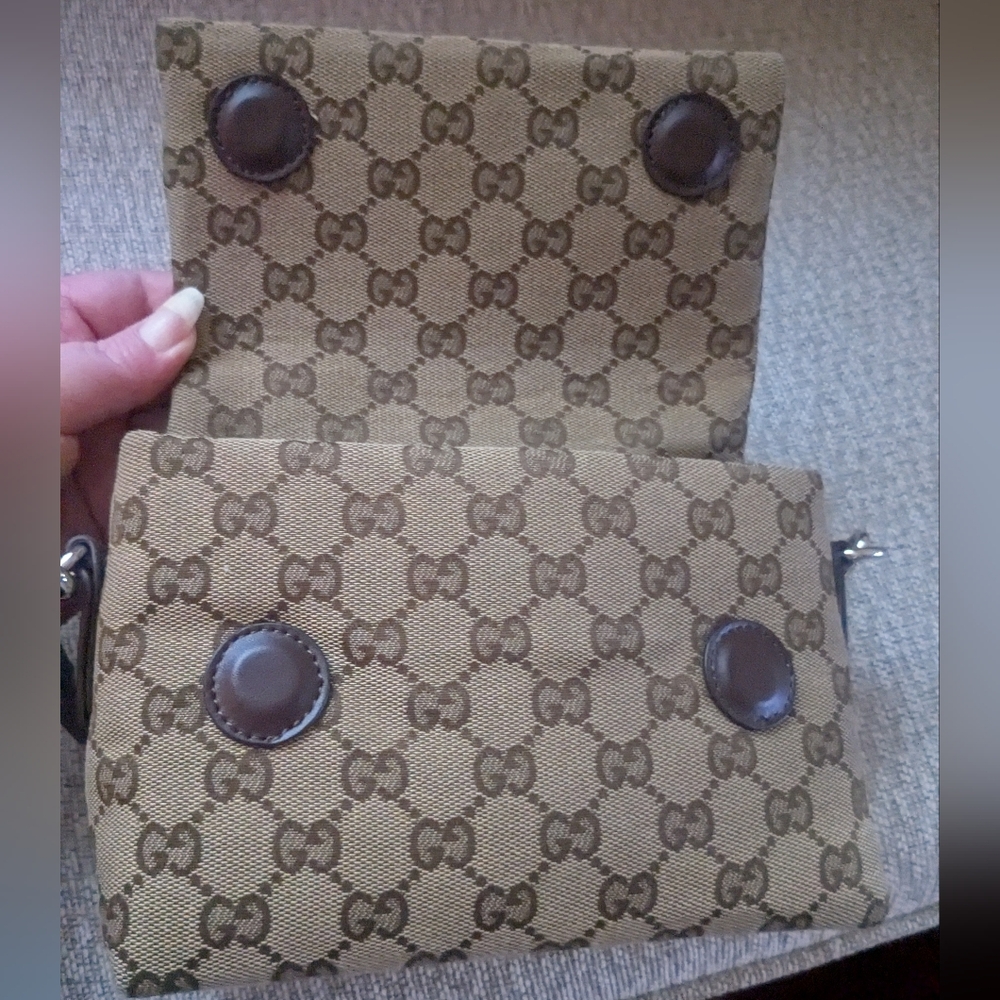 Designer Inspired Monogram Tan and Brown Small Shoulder/Crossbody Bag  Purse - Picture 7 of 14